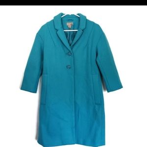 Turquoise Wool Blend Coat